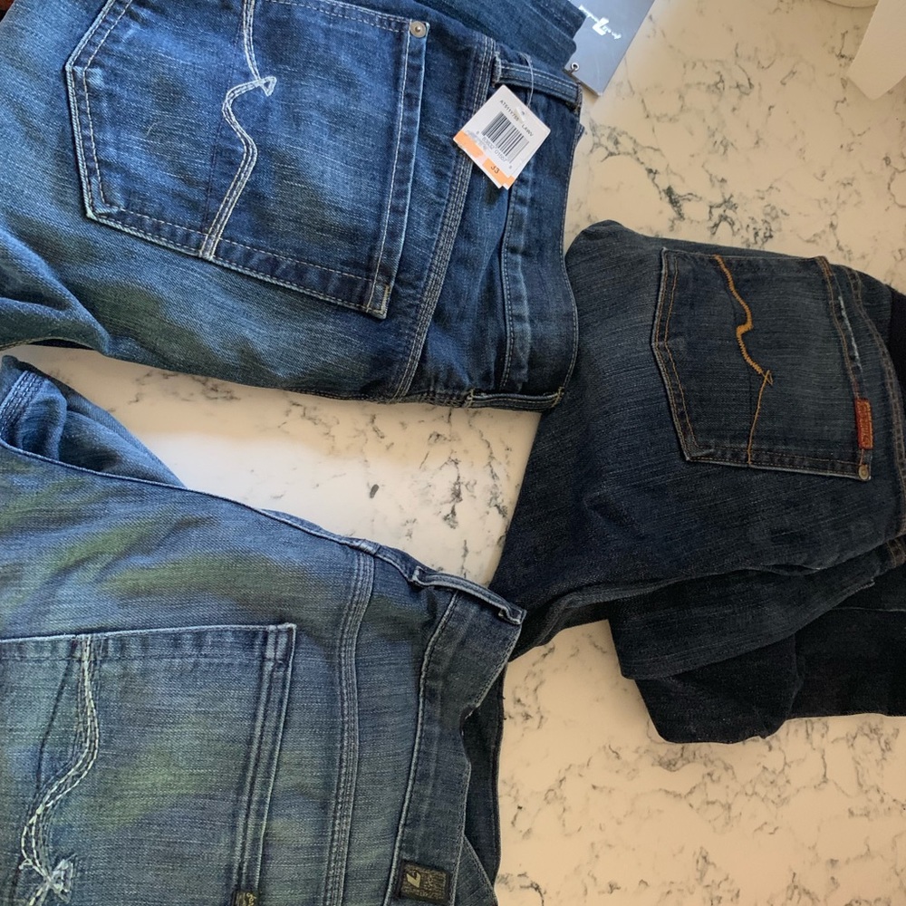 3 pairs of 7 for all mankind jeans